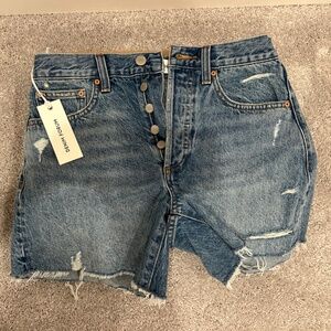 Aritzia- The Ex-Boyfriend HI MID Thigh denim shorts